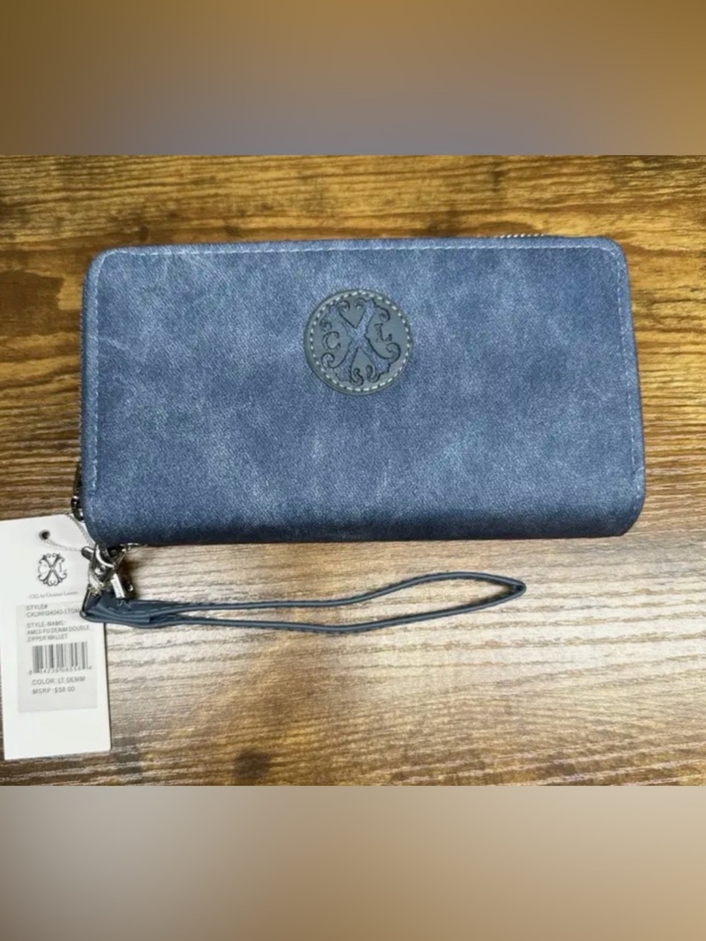 Christian Lacroix Indigo Denim Double Zipper Wallet